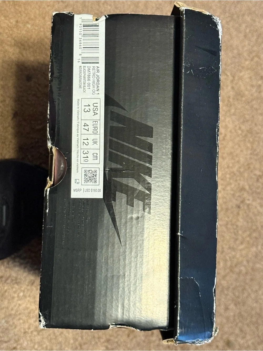 Jordan Men's Black Sneakers with White Stitching